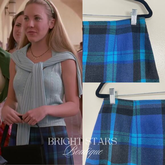 Rare Blue Plaid Mini Skirt ASO Harmony Kendall Buffy The Vampire Slayer Vintage - Picture 3 of 7
